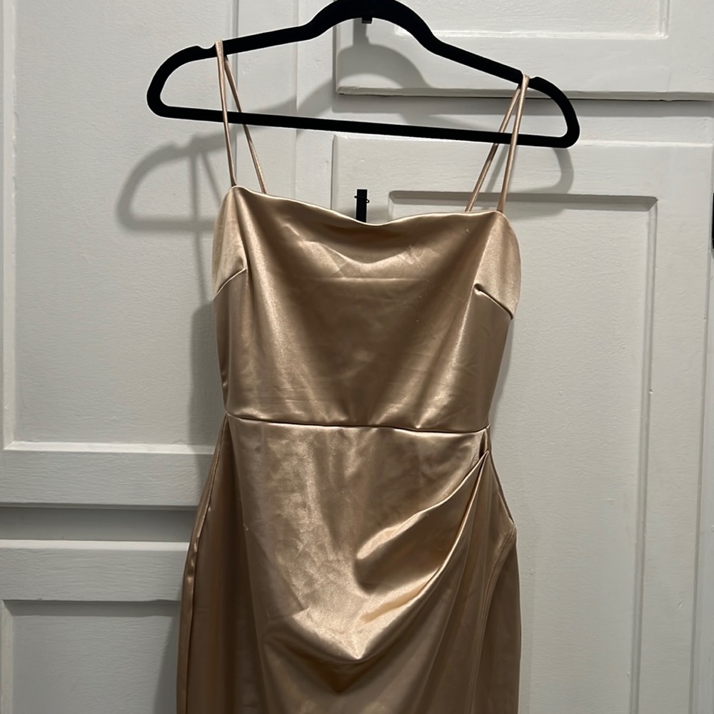 Party dress champagne color perfect for a party or prom only used once.
